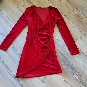 SHEIN Red Velvet Long Sleeve Holiday Dress Size M